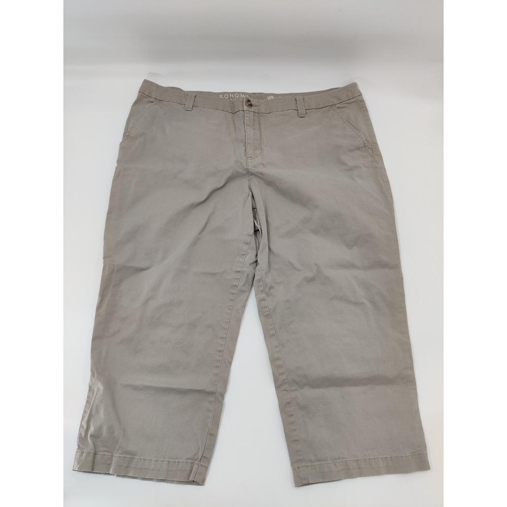 Sonoma Life Style Women's Capri Pants Size 16 Mid Rise Khaki Cotton Blend Casual
